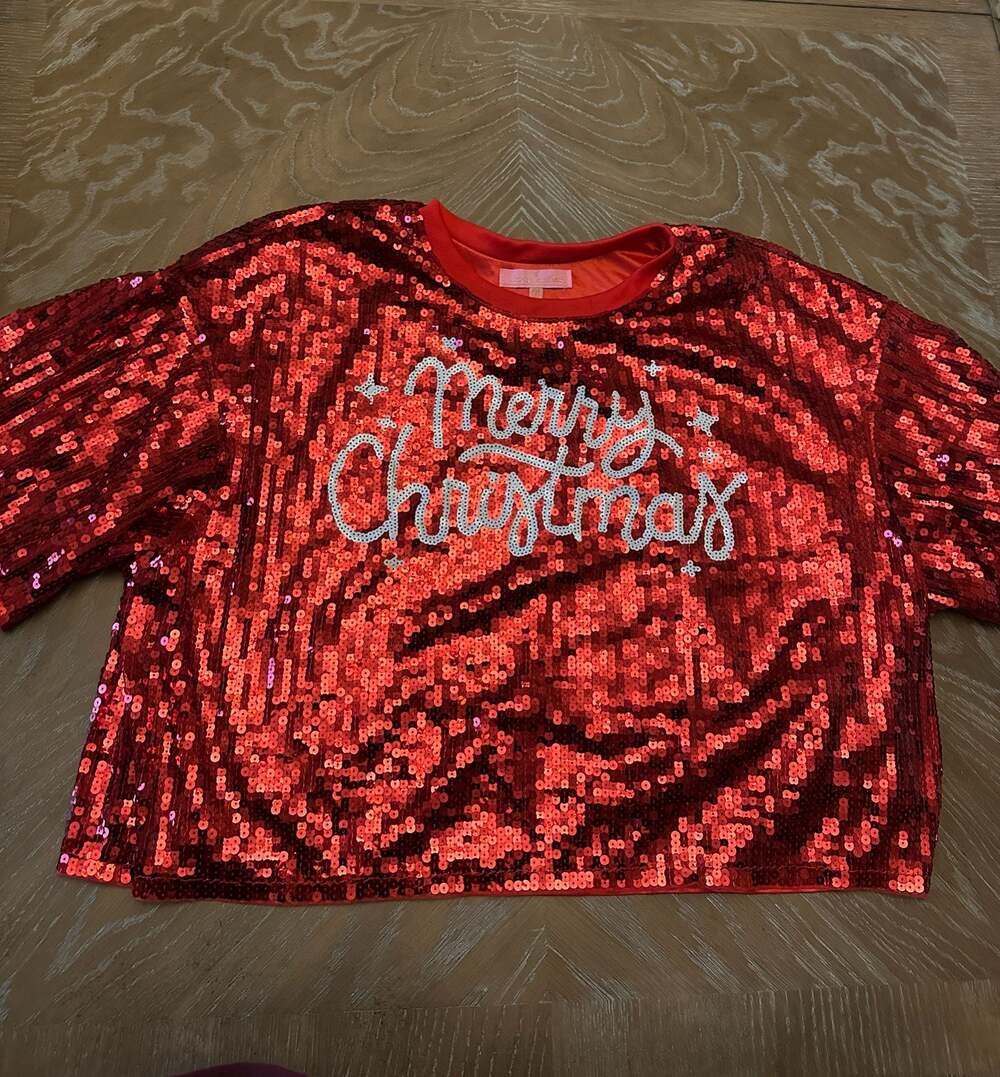 Simply Southern Sequin Holiday Merry Christmas Top Ugly Sweater XXL